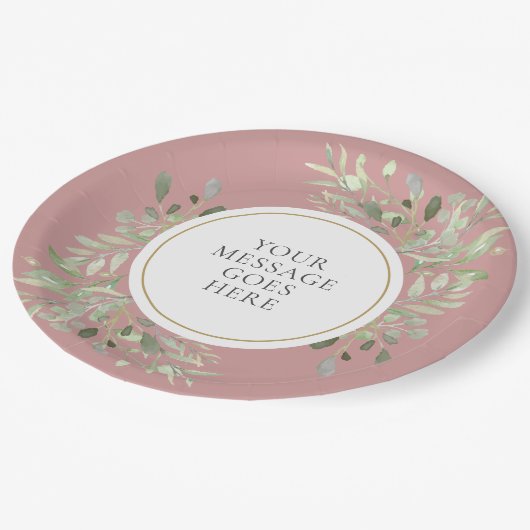 Assiettes En Carton Elégant Dusty Rose Gold Green personnalisé (Angle)