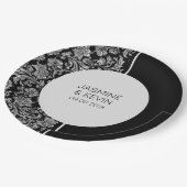 Assiettes En Carton Élégant écran en argent Damask & Black Split (Angle)