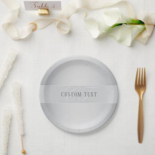 Assiettes En Carton Élégant écriture de script de monogramme modifiabl (Mariage)