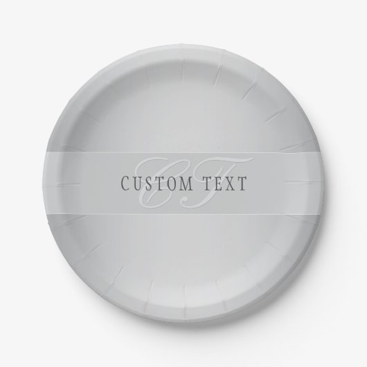 Assiettes En Carton Élégant écriture de script de monogramme modifiabl (Devant)