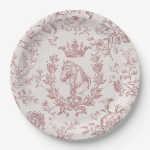 Assiettes En Carton Élégant, élégant, Plum Beige Equestre Toile