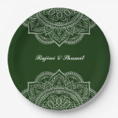 Assiettes En Carton Élégant Emerald Green Mandala Mariage indien hindo (Devant)