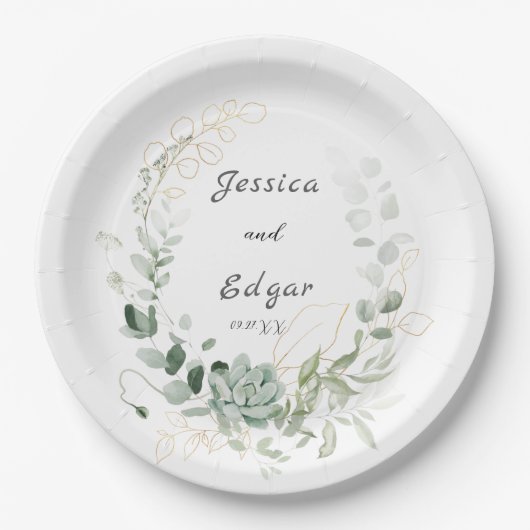 Assiettes En Carton elegant eucalyptus (Devant)