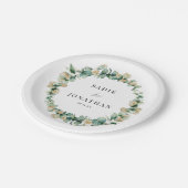 Assiettes En Carton Elégant Eucalyptus Rustique Mariage botanique or (Angle)