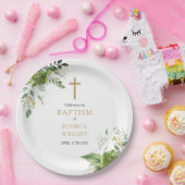 Assiettes En Carton Elégant Eucalyptus Verdure Baptême Christening (Fête)
