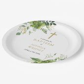 Assiettes En Carton Elégant Eucalyptus Verdure Baptême Christening (Angle)