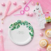 Assiettes En Carton Elégant Eucalyptus Verdure Sage (Fête)