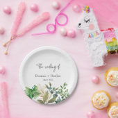 Assiettes En Carton Élégant Faire-part de mariage de feuille botanique (Fête)