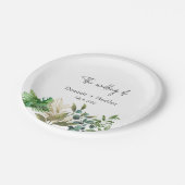 Assiettes En Carton Élégant Faire-part de mariage de feuille botanique (Angle)