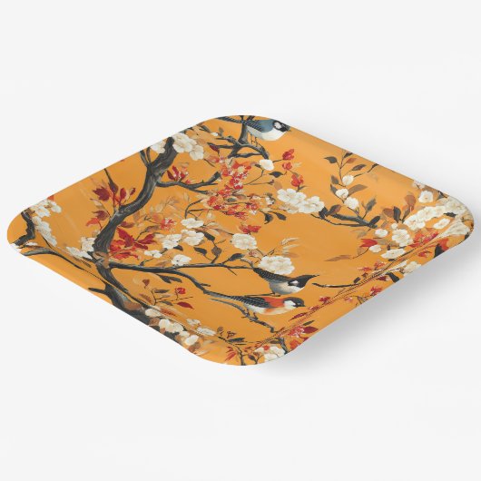 Assiettes En Carton Elegant Fall Chinoiserie Paper Plate (Angulaire)