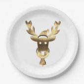 Assiettes En Carton Élégant Faux Gold Reindeer Santa Hat Noël (Devant)
