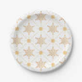 Assiettes En Carton Élégant Faux Gold Snowflakes Noël Patttern (Devant)