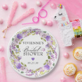 Assiettes En Carton Élégant Fête de Mariage Florale Violette (Fête)