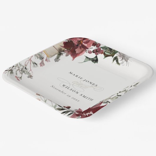 Assiettes En Carton Élégant Feuillage Chaleureux de Fête en Hiver Mari (Angulaire)