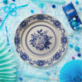 Assiettes En Carton Élégant fleur sauvage bleu Mariage en céramique fl (Fête)