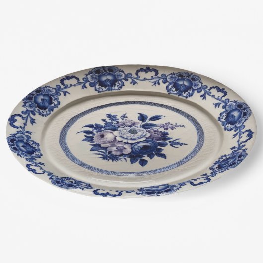 Assiettes En Carton Élégant fleur sauvage bleu Mariage en céramique fl (Angle)