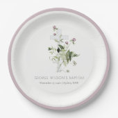 Assiettes En Carton Élégant Fleur sauvage croisé violet Baptême floral (Devant)