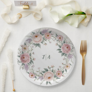 Assiettes En Carton Élégant fleur sauvage Floral Pattern mariage d'été