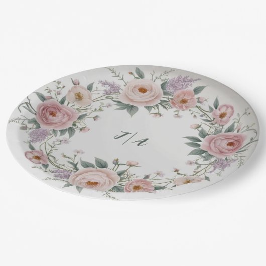 Assiettes En Carton Élégant fleur sauvage Floral Pattern mariage d'été (Angle)