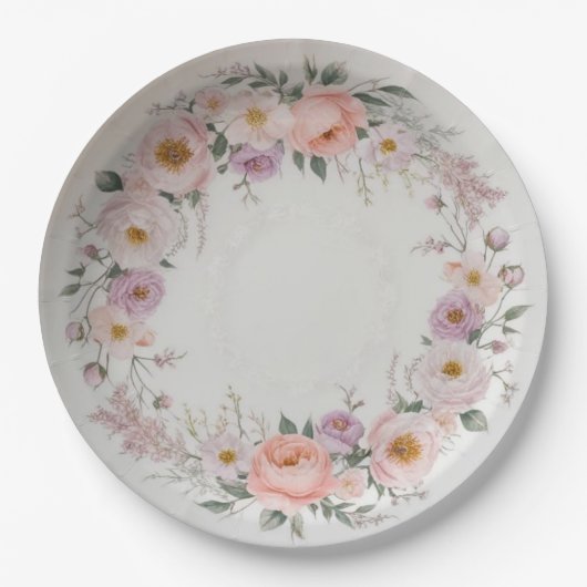 Assiettes En Carton Élégant fleur sauvage Floral Pattern mariage d'été (Devant)