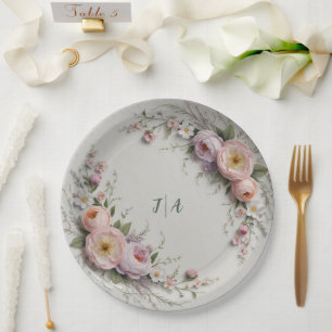 Assiettes En Carton Élégant fleur sauvage Floral Pattern mariage d'été