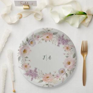 Assiettes En Carton Élégant fleur sauvage Floral Pattern mariage d'été