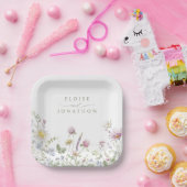 Assiettes En Carton Élégant Fleur sauvage Pastel Soft Mariage botaniqu (Fête)
