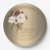 Assiettes En Carton Élégant Fleur sauvage rustique Mariage or (Devant)