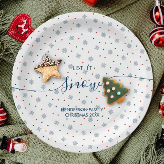 Assiettes En Carton Élégant flocon de neige d'hiver personnalisé