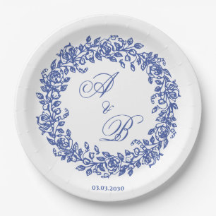 Assiettes En Carton Élégant Floral Doré Vintage Français