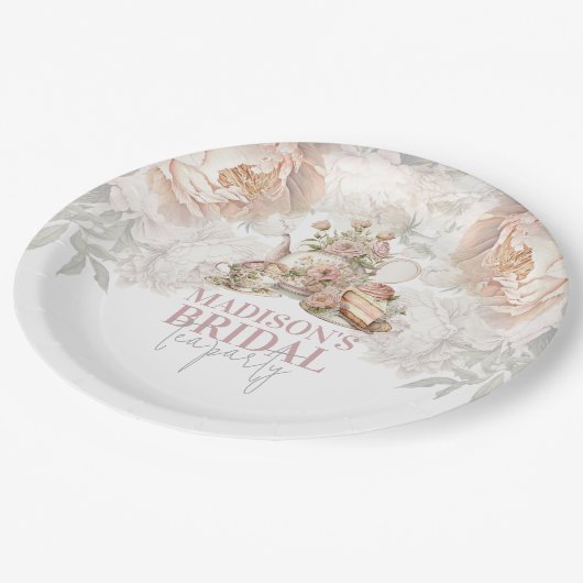 Assiettes En Carton Élégant floral Mariage Tea Party (Angle)