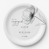 Assiettes En Carton Élégant Floral Nous sommes fiancés Fête de fiançai (Devant)