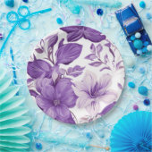 Assiettes En Carton Elegant floral pattern in purple tones (Fête)