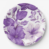 Assiettes En Carton Elegant floral pattern in purple tones (Devant)