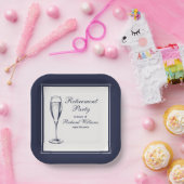 Assiettes En Carton Élégant Formal Dark Bleu White Retraite (Fête)