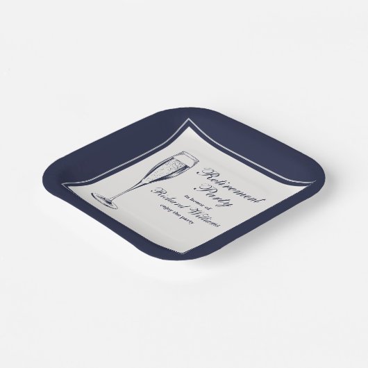 Assiettes En Carton Élégant Formal Dark Bleu White Retraite (Angulaire)