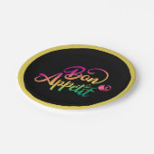 Assiettes En Carton Élégant Français Bon appétit Citation Jaune Noir P (Angle)