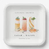 Assiettes En Carton Elégant Fruit Cocktail Couples Orange Douche (Recto)