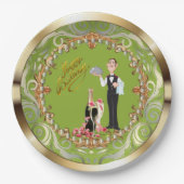 Assiettes En Carton Elégant Funny Butler Anniversaire (Devant)
