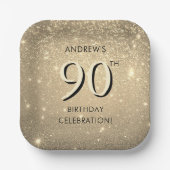 Assiettes En Carton Elégant Gold 90e anniversaire (Recto)