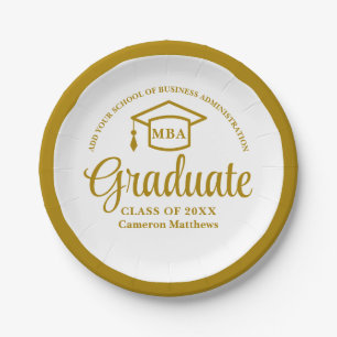 Assiettes En Carton Elégant Gold Business School MBA