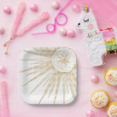 Assiettes En Carton Elegant Gold Doodles Sun Moon Mandala Design (Fête)