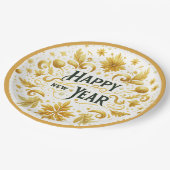 Assiettes En Carton Elegant Gold Happy New Year Paper Plate (Angle)