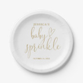Assiettes En Carton Élégant Gold Heart Script Baby Sprinkle Douche (Devant)