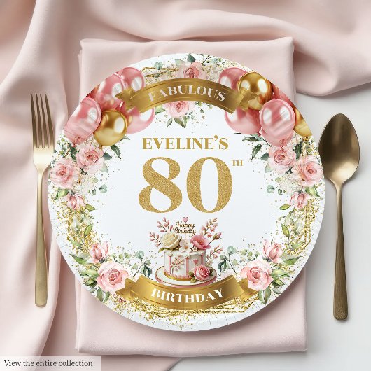 Assiettes En Carton Elégant Gold Numéro 80 Plaques de fête d'anniversa