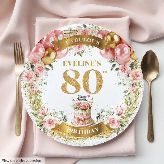 Assiettes En Carton Elégant Gold Numéro 80e Plaques d'anniversaire Boh