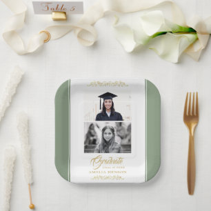 Assiettes En Carton Elégant Gold Ornament Graduation Party 2 Photo