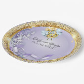Assiettes En Carton Elegant Gold Purple Mariage personnalisable (Angle)