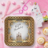 Assiettes En Carton Elégant Gold Rim 65e fête d'anniversaire (Fête)