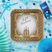Assiettes En Carton Elégant Gold Rim 85e fête d'anniversaire (Fête)